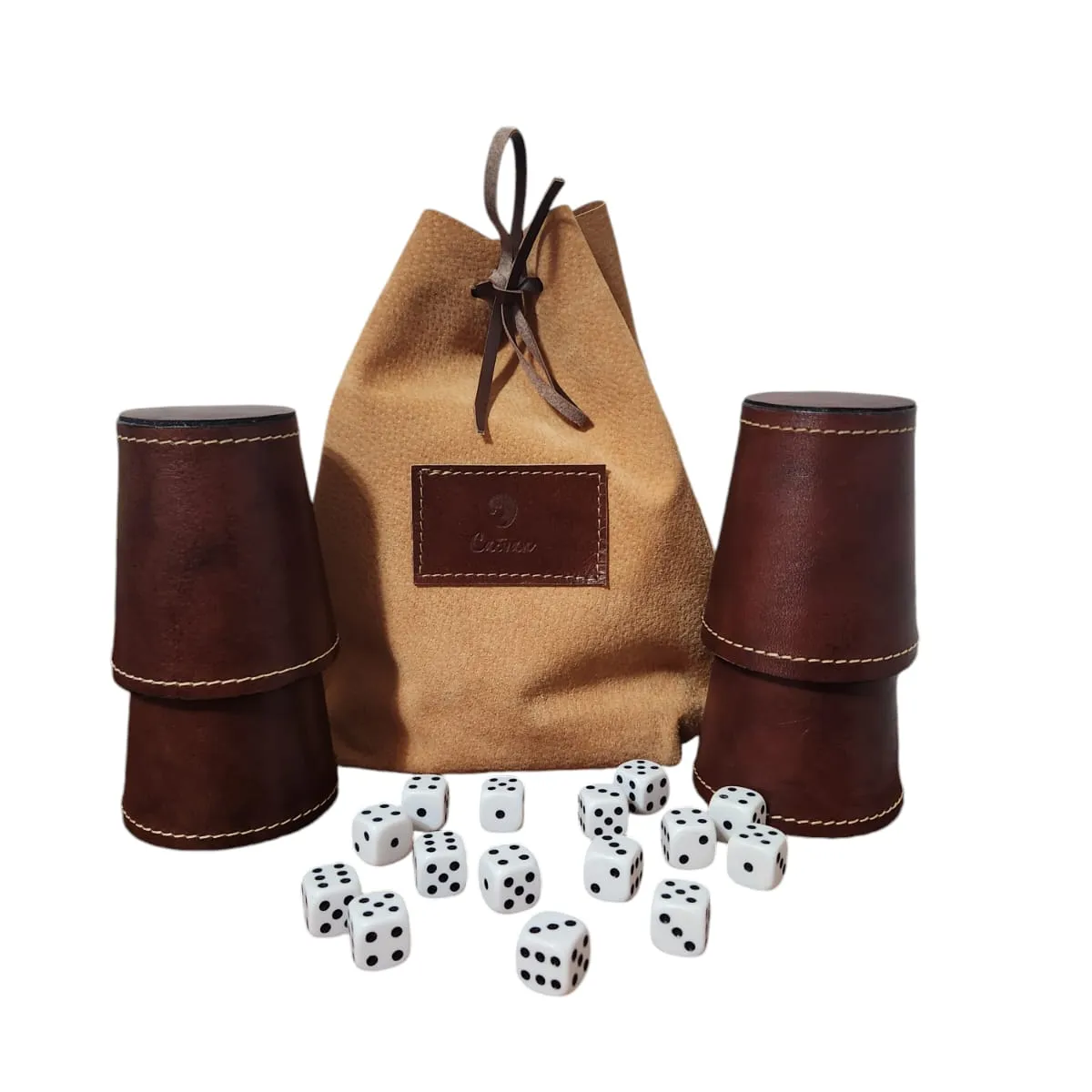 GENERICO - Set De 4 Cachos De Cuero Nogal - Juego Dudo