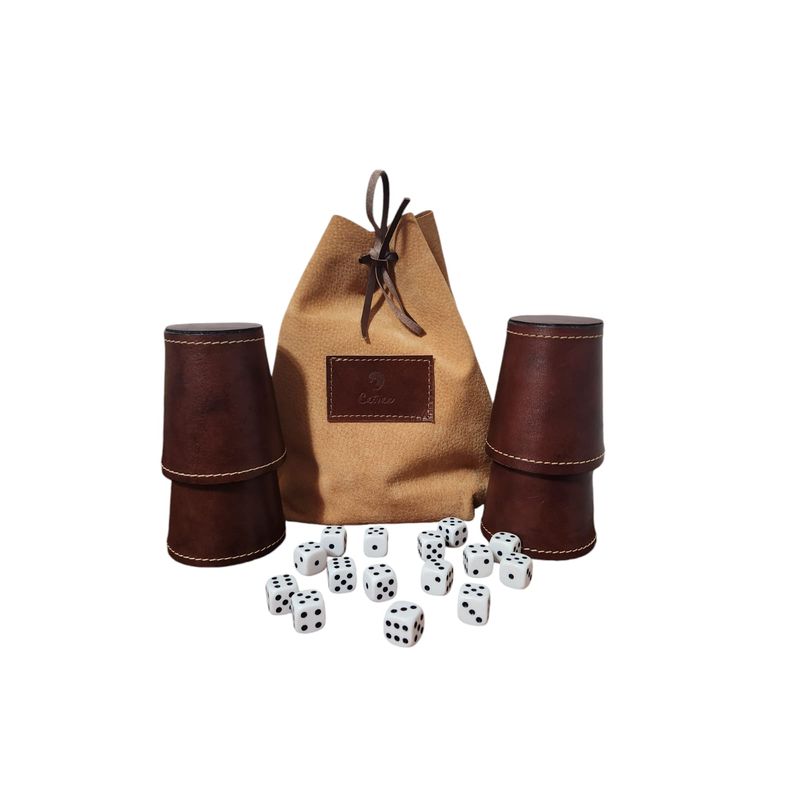 GENERICO - Set De 4 Cachos De Cuero Nogal - Juego Dudo