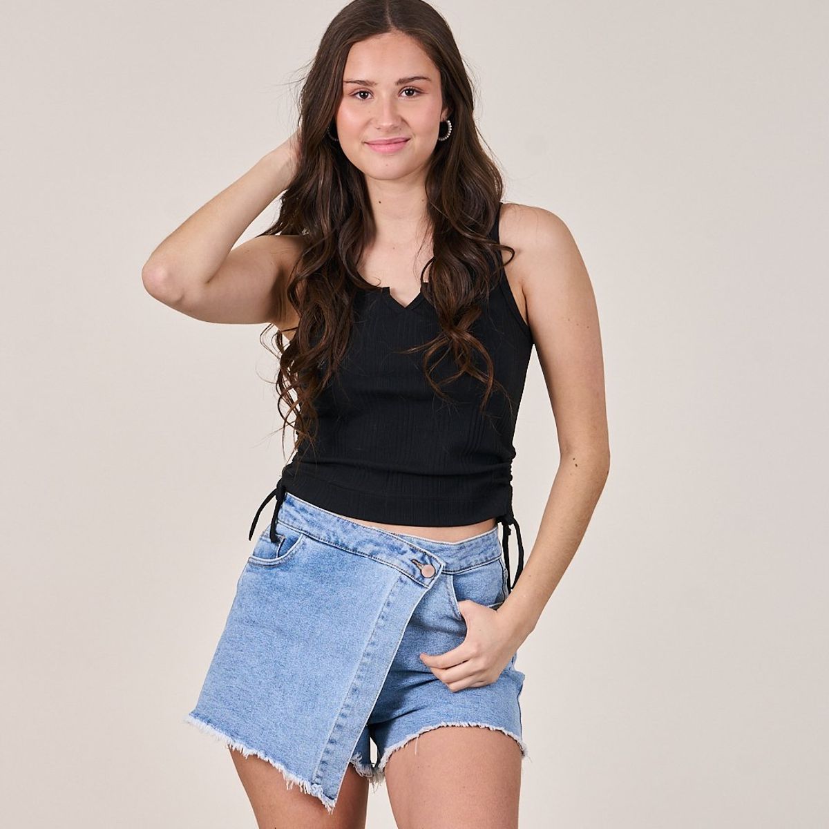 POLEMIC - Polera Tank rib Fantasia recogido lateral - Polemic Girl