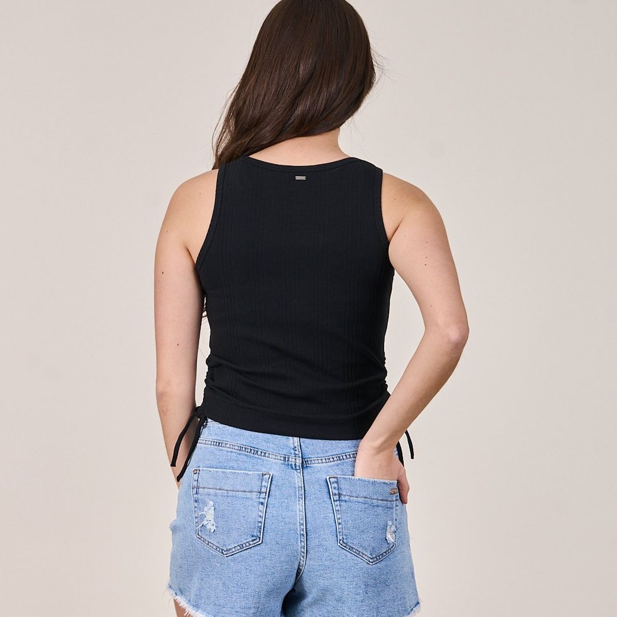 POLEMIC - Polera Tank rib Fantasia recogido lateral - Polemic Girl