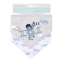 Set 2 Babero Bandana Gris Avion Niño