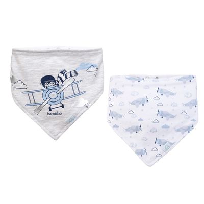 Imagen 2 del producto Set 2 Babero Bandana Gris Avion Niño