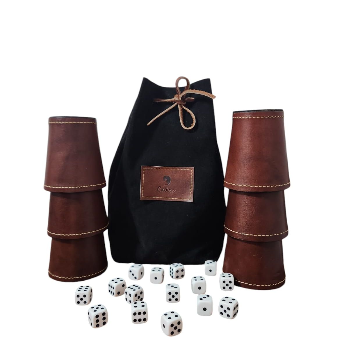 GENERICO - Set De 6 Cachos De Cuero Nogal - Juego Dudo