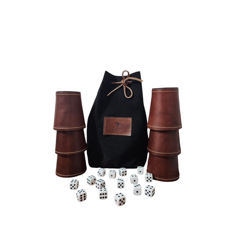 GENERICO - Set De 6 Cachos De Cuero Nogal - Juego Dudo