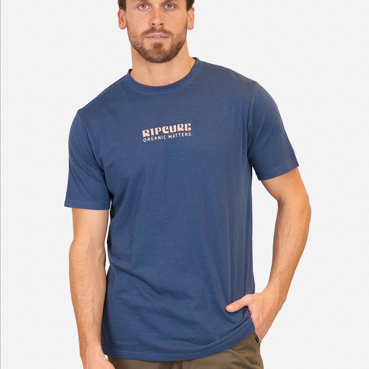 RIP CURL - Polera M/C  Oahu Logo Organic Azul Hombre Rip Curl