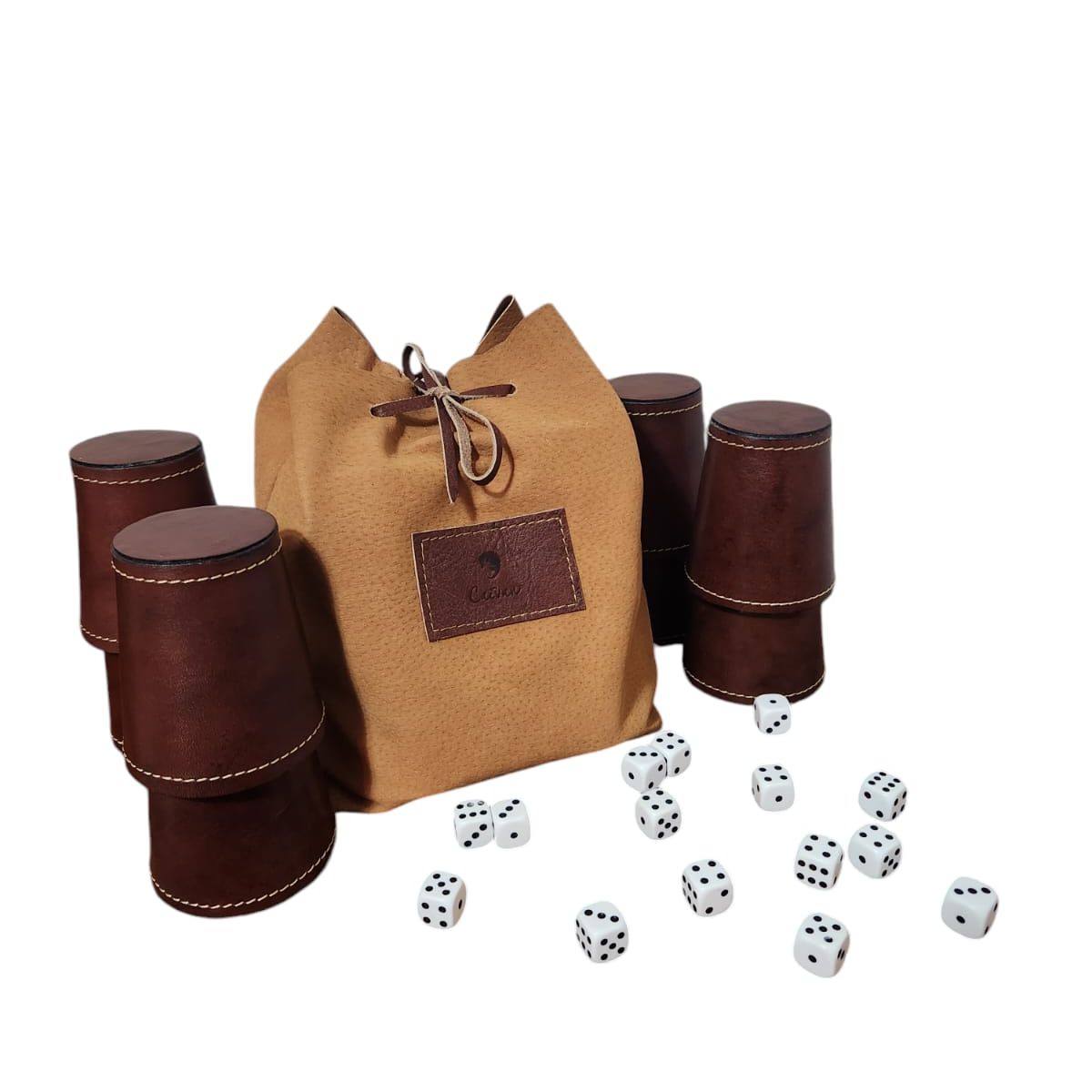 GENERICO - Set De 8 Cachos De Cuero Nogal - Juego Dudo