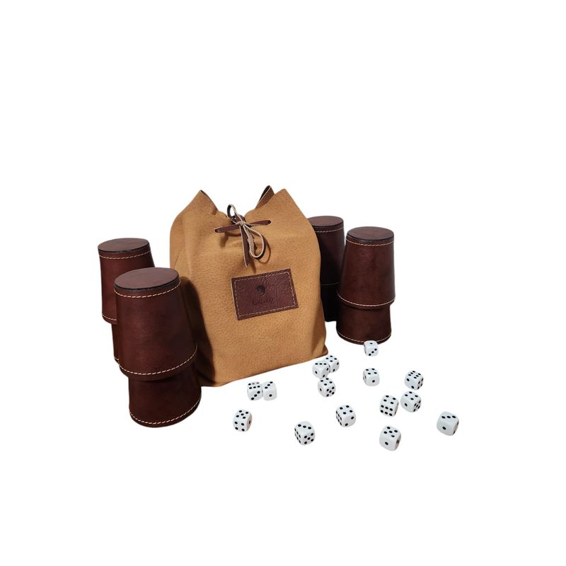 GENERICO - Set De 8 Cachos De Cuero Nogal - Juego Dudo
