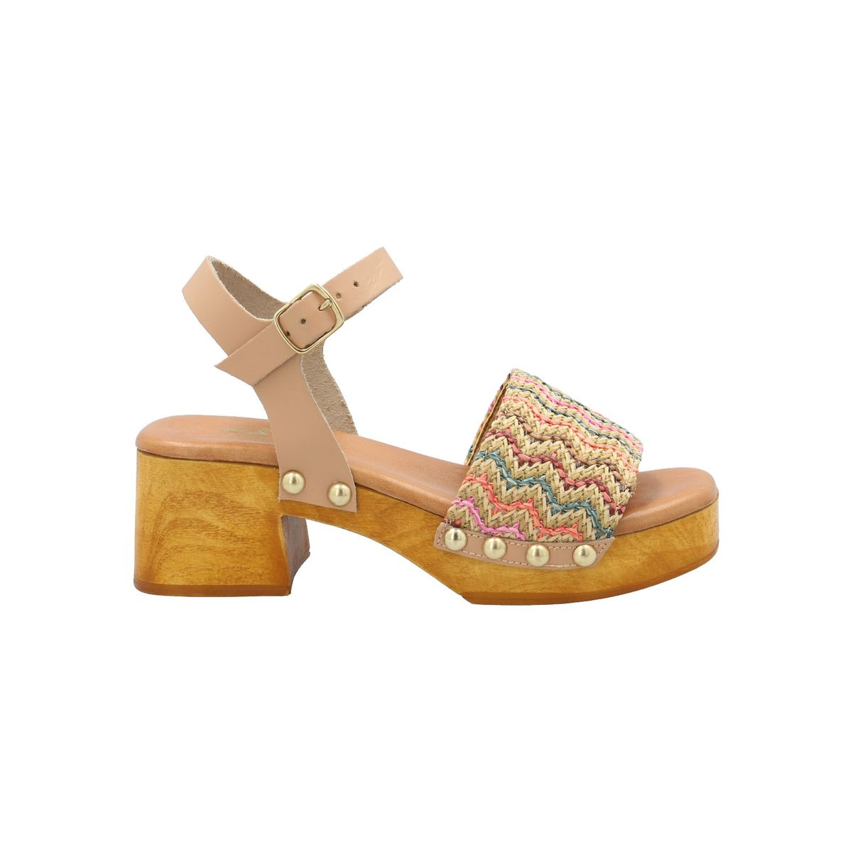 ROCKFORD - Sandalia Cuero Mujer Geranio Multicolor ROCKFORD