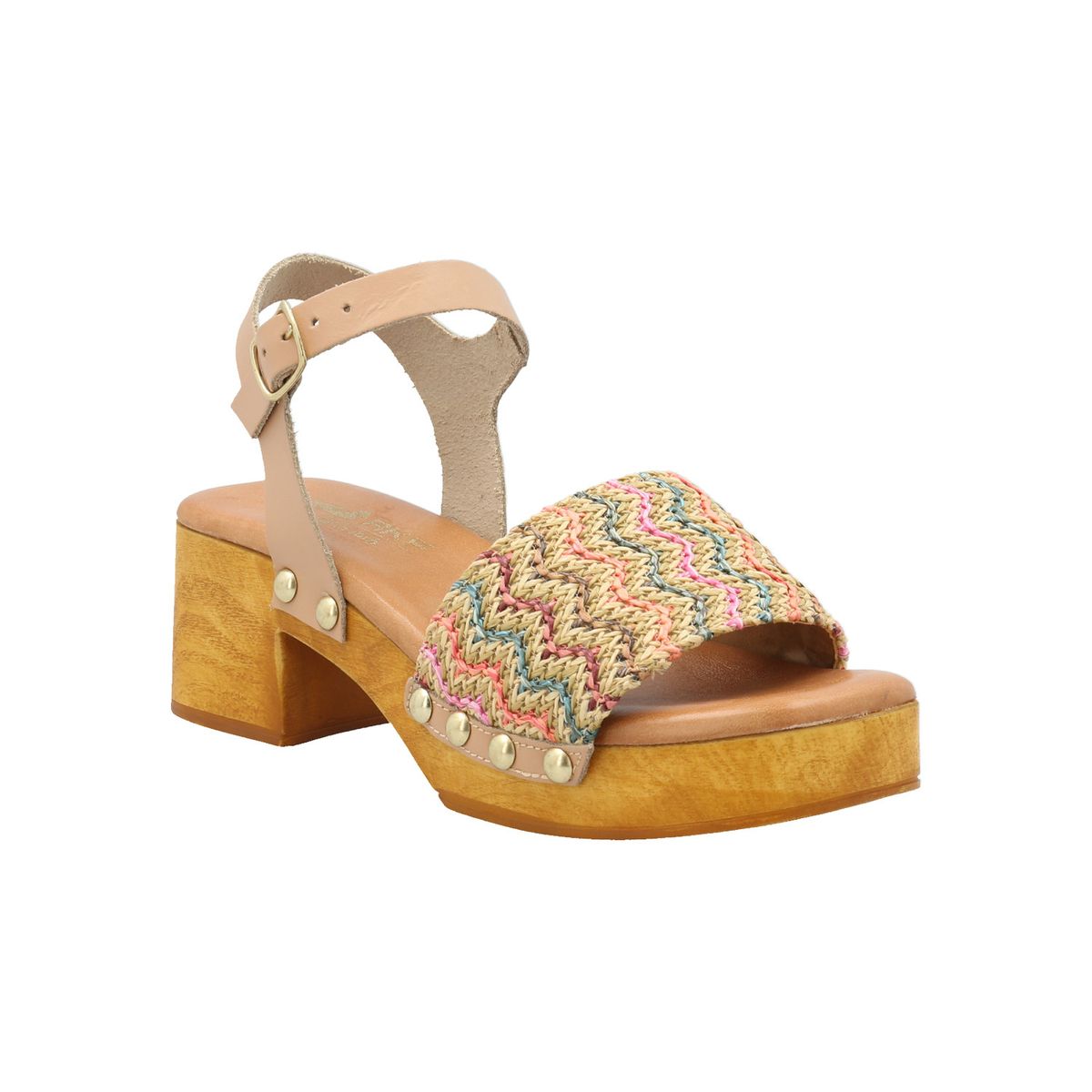 ROCKFORD - Sandalia Cuero Mujer Geranio Multicolor ROCKFORD
