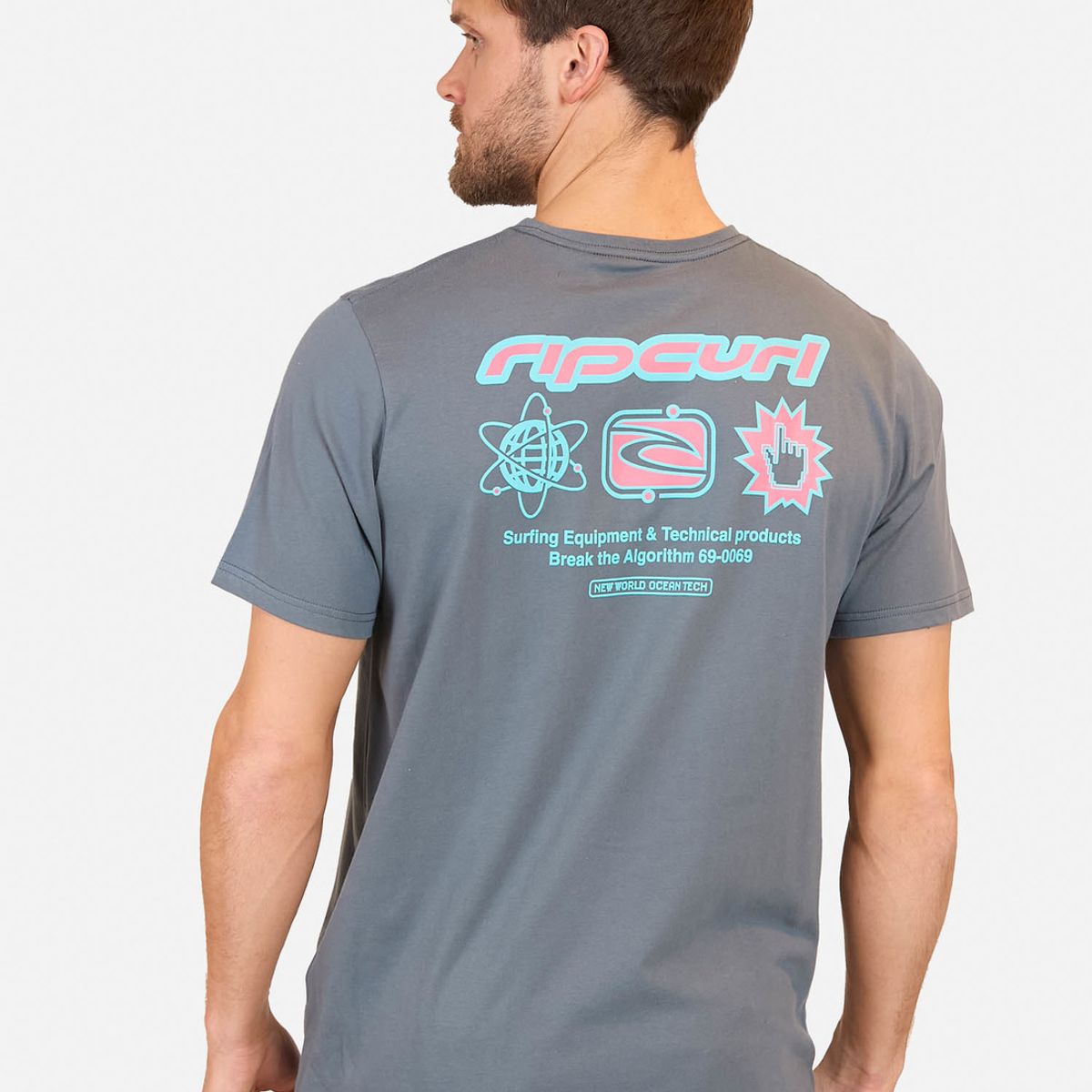 RIP CURL - Polera M/C New World Ocean Tech Tee Gris Hombre Rip Curl
