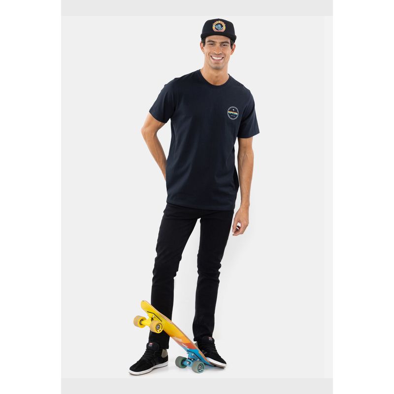 RIP CURL - Polera M/C Retro Flag  Tee Negro Hombre Rip Curl