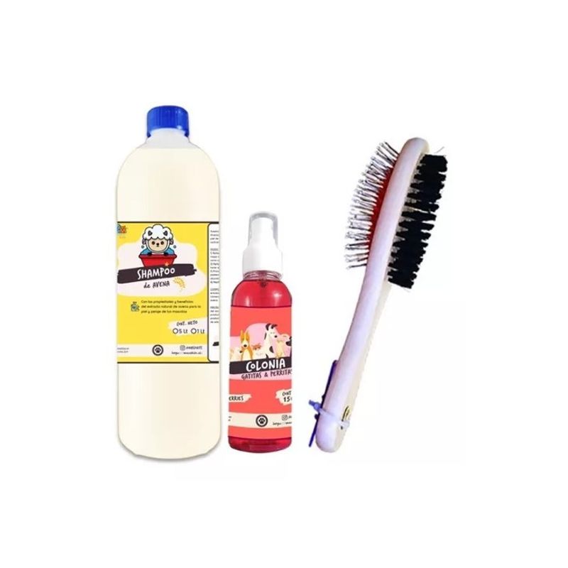 GENERICO - Kit Para Perros Shampoo Avena  Colonia Aroma Berries Peine