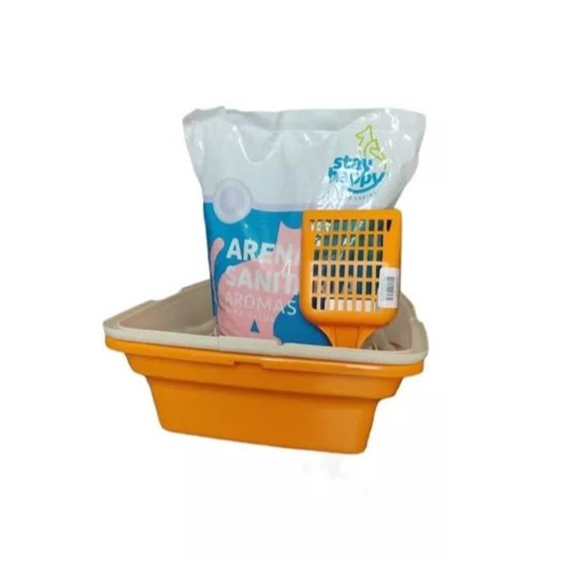 GENERICO - Kit Baño Sanitario Bandeja Cborde naranja pala 10kg Arena