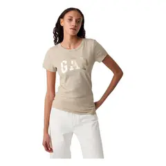 GAP - Polera Logo Brillante Manga Corta Beige