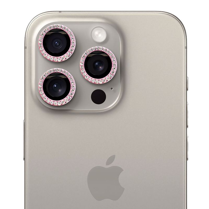 GENERICO - Protector de cámara modelo Diamantes para iPhone 12-12mini-12pro Rosa