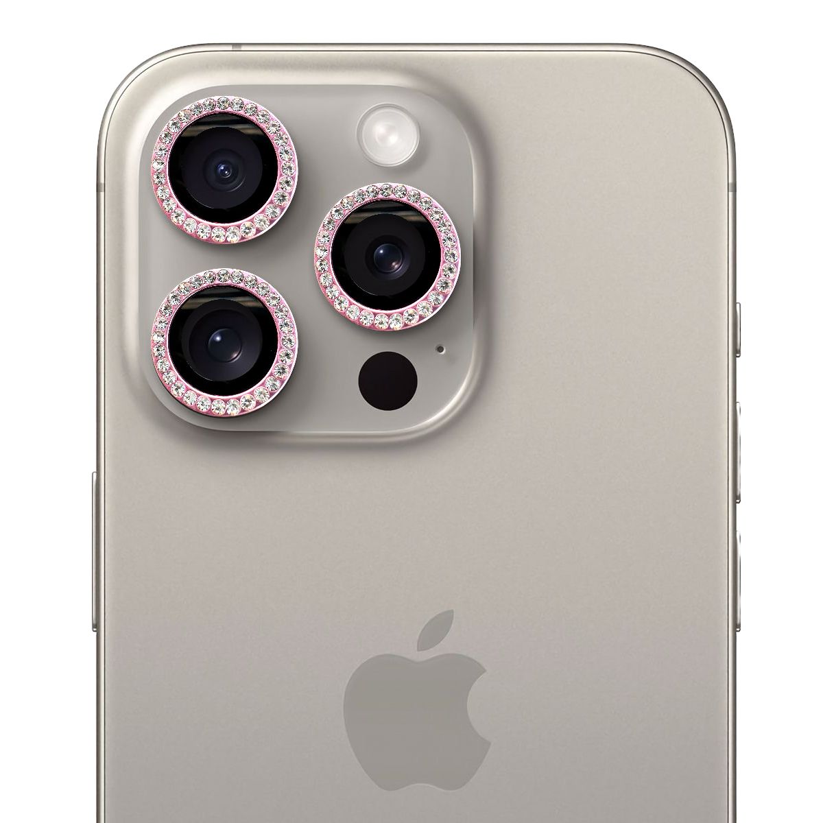 GENERICO - Protector de cámara modelo Diamantes iPhone 12promax-13mini-13 Rosa