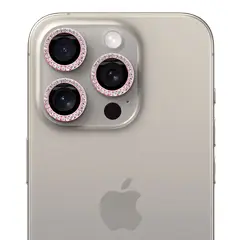 GENERICO - Protector de cámara modelo Diamantes para iPhone 13pro-13promax Rosa