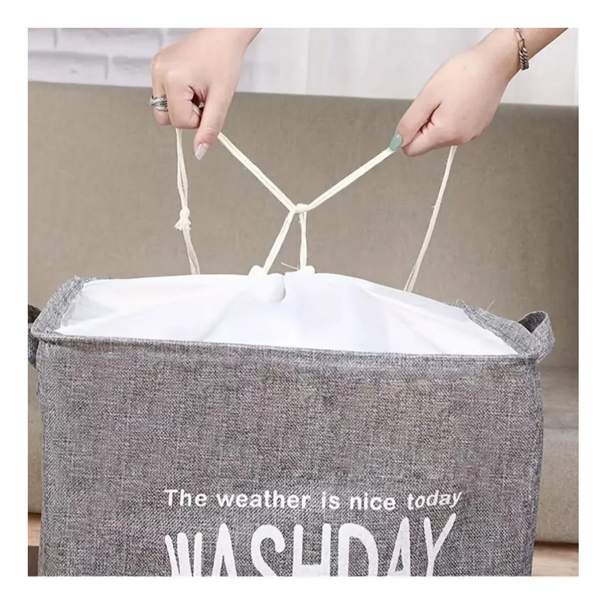 ATURE - Bolsa Almacenamiento de Algodón Plegable Ropa 50x40x50 cms