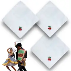 UTILISIMO - Pack 3 Pañuelos Blancos Copihue Bordado Baile Cueca 36x36 cm