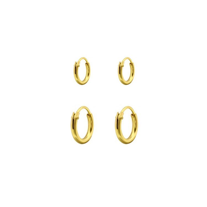 ZAZU - Pack Argollas Básicas Chicas Bañadas en Oro