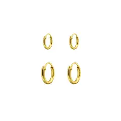 ZAZU - Pack Argollas Básicas Chicas Bañadas en Oro
