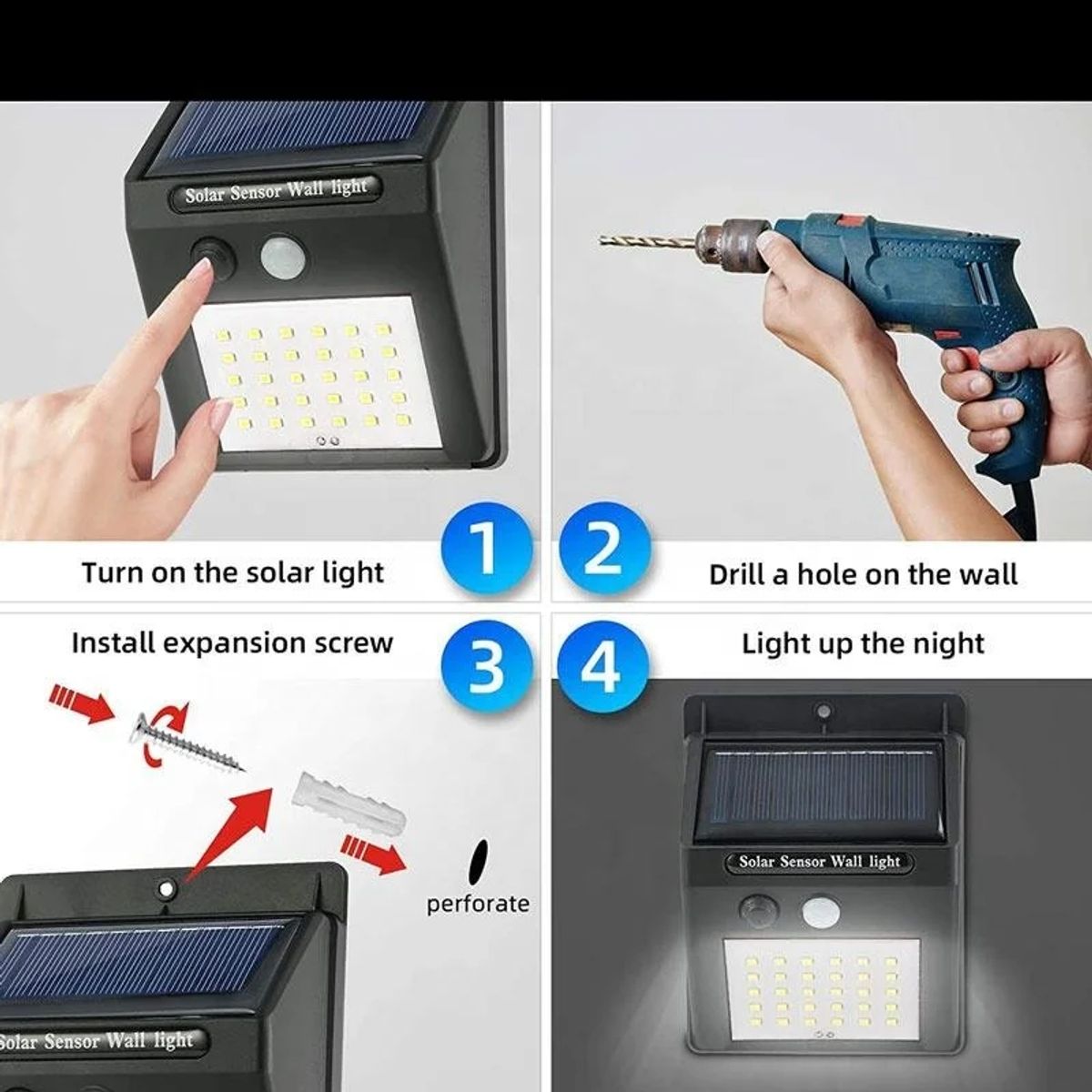 GENERICO - Foco Led Solar Exterior Con Sensor De Movimiento 60W