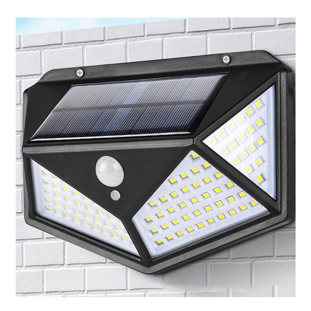 GENERICO - Foco Solar 100 Led Exterior Pared Sensor Luz Fria
