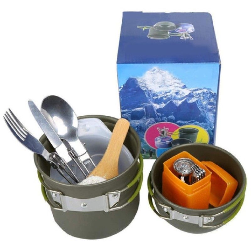 ROZENBERG SPA - Set Ollas Outdoor Camping Cocinilla Utensilios 13 Piezas