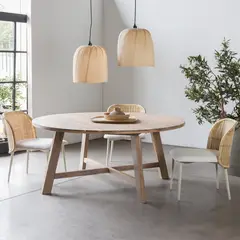 AMOBLE - Mesa De Comedor Atilo Natural Redonda 120 Amoblé