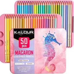 ROZENBERG SPA - Set 50 Lapices Colores Macaron Arte Dibujo Caja Metálica