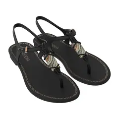 GRENDHA - Sandalia Mujer Negro Cacau Rustica
