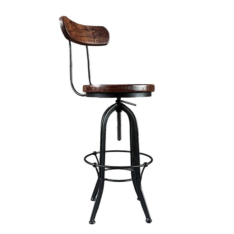 MUEBLES EL HERRERO - Taburete altura regulable madera acacia color nogal barrita