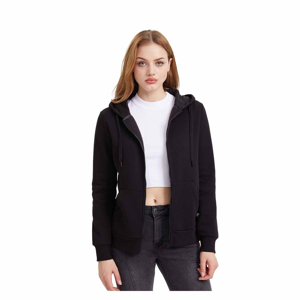 FASHION'S PARK - Polerón Mujer Hoodie Negro Fashion's Park