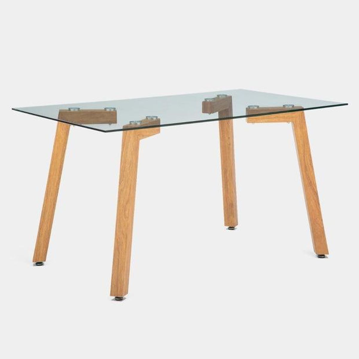 SPAZZIO - Comedor mesa Jockey natural + 6 sillas Cross natural café