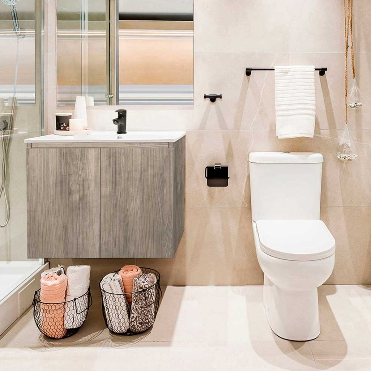 STRETTO - Pack Baño  Art Deco - Mueble + Giferías + Accesorios