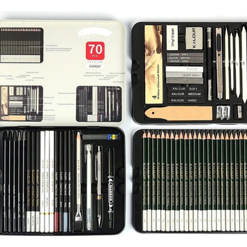 ROZENBERG SPA - Set De Dibujo Profesional Con 70 Accesorios Caja De Metal
