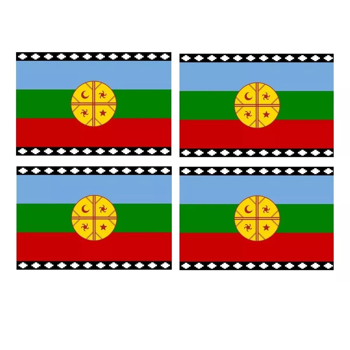 GENERICO - X4 Bandera Mapuche Chilena Bandera Chile Mediana 90x145 Tela