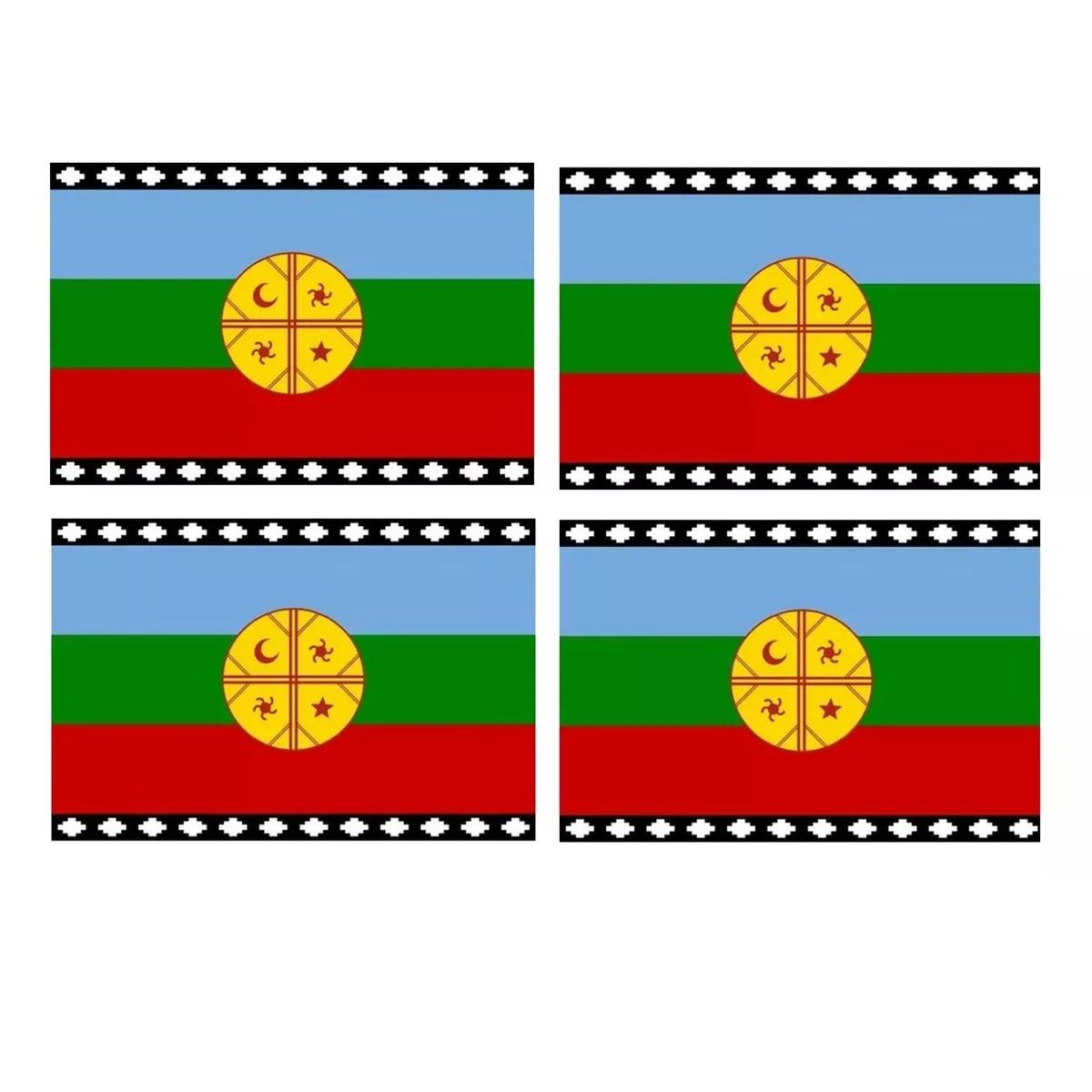 GENERICO - X4 Bandera Mapuche Chilena Bandera Chile Mediana 90x145 Tela