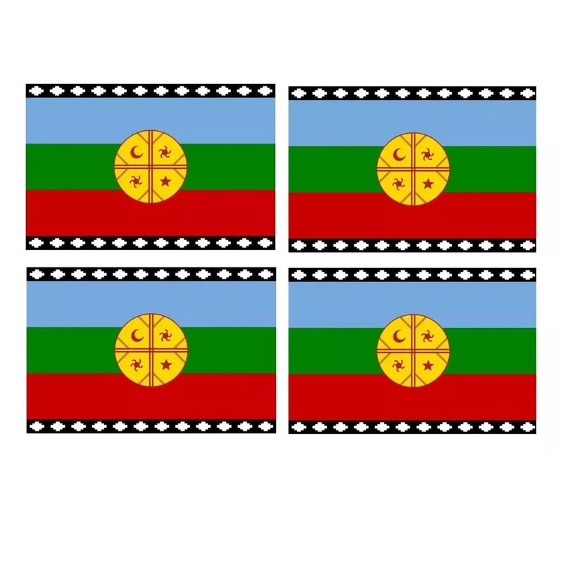 GENERICO - X4 Bandera Mapuche Chilena Bandera Chile Mediana 90x145 Tela