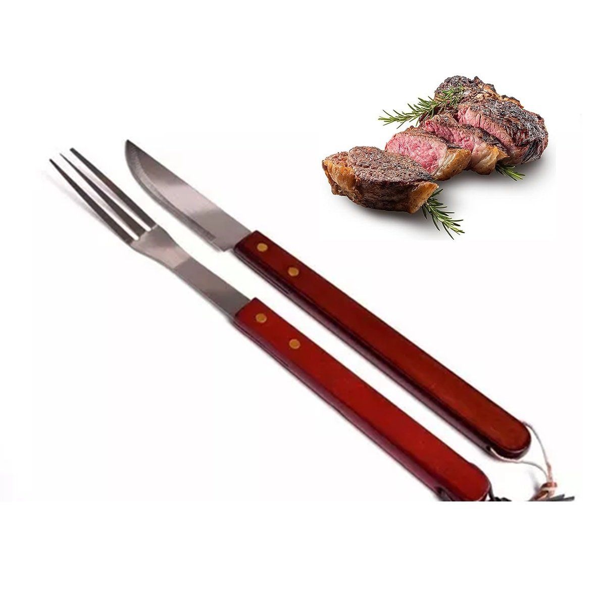 GENERICO - Set Parrillero Para Asado Cuchillo Tenedor Acero Inoxidable