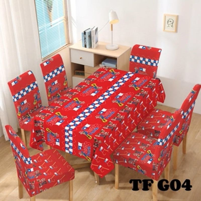 ANGELES DEL HOGAR - Mantel Impermeable + 6 fundas de Silla diseño fechas patrias chile