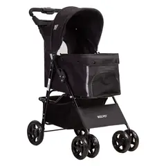 BEBESIT - Coche Mascota Plegable Pro Perro Gato Negro BeePet