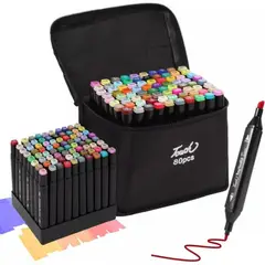 ROZENBERG SPA - Set Marcadores Doble Punta 80pz Lapices Colores Plumones