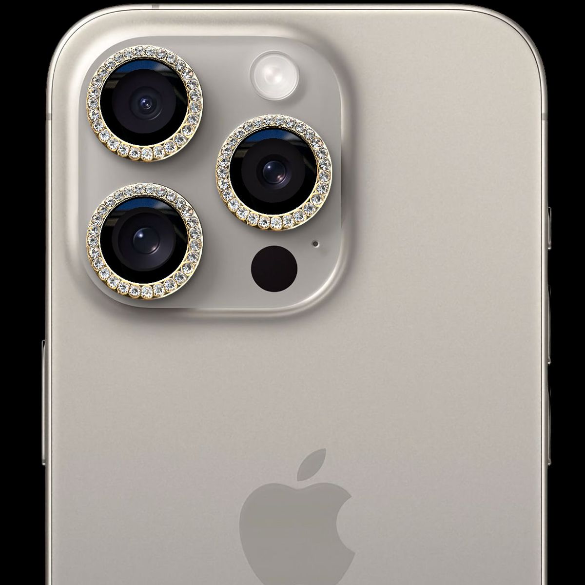 GENERICO - Protector de cámara modelo Diamantes para iPhone 14pro-14promax Dorado