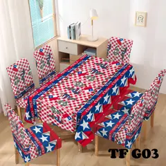 GENERICO - Mantel + 6 Fundas de silla Fiestas Patrias Living Cocina