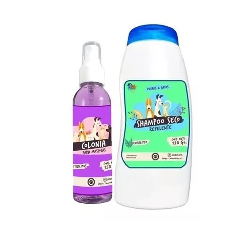 MASCOKITS - Kit Para Perro Shampoo Seco  Colonia Fruitilicious-Eucalipto