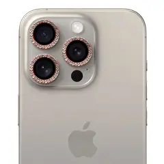 GENERICO - Protector de cámara modelo Diamante para iPhone 15pro-15promax Naranja