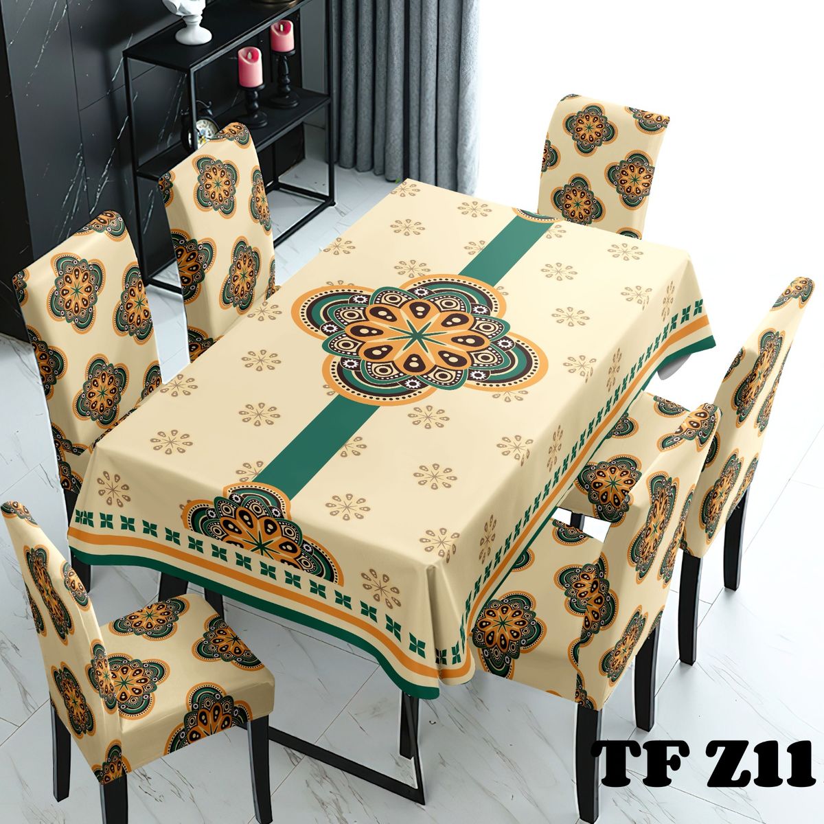 GENERICO - Set Mantel Decorativo + 6 fundas para cocina living Beige