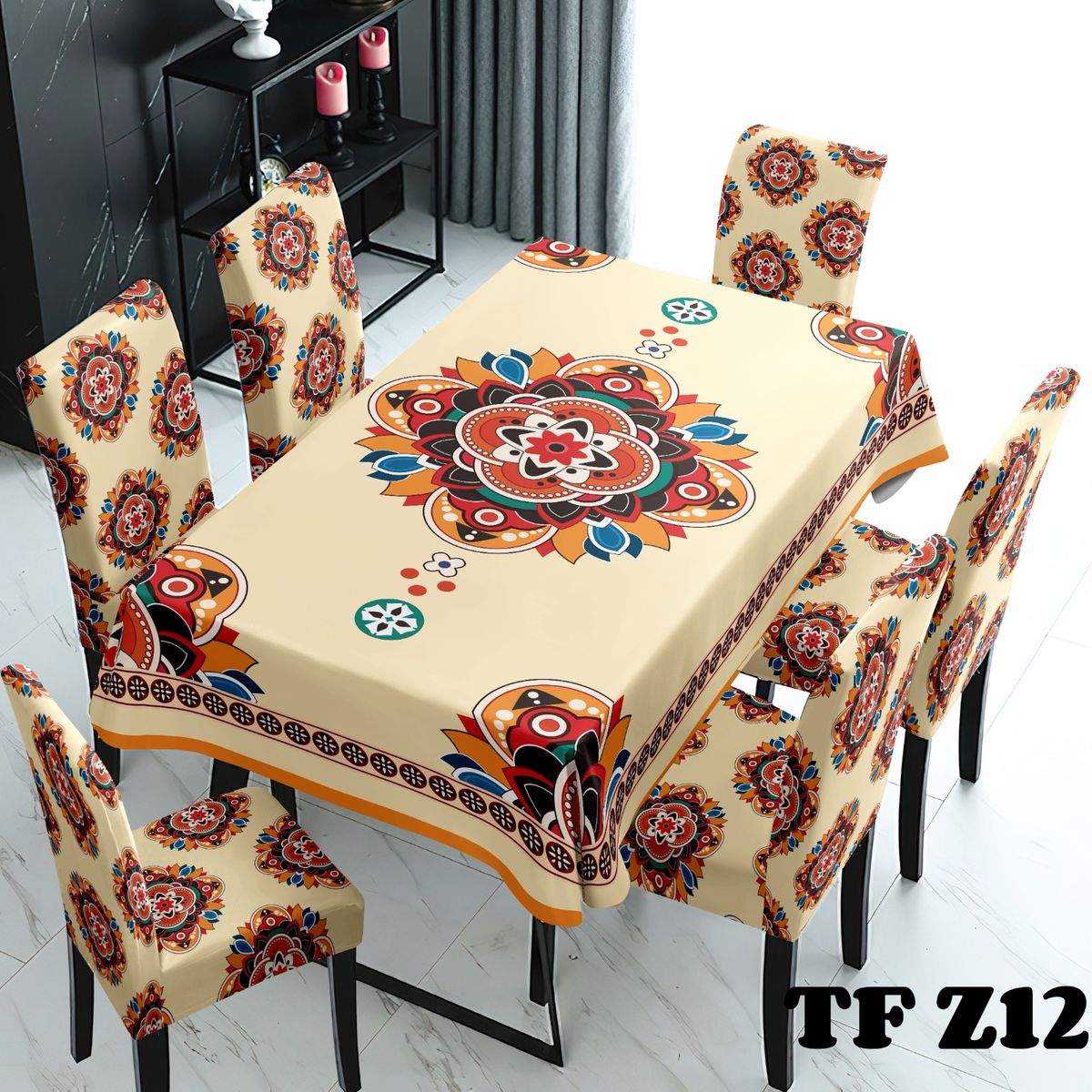 GENERICO - Set Mantel Decorativo + 6 fundas para cocina living Beige