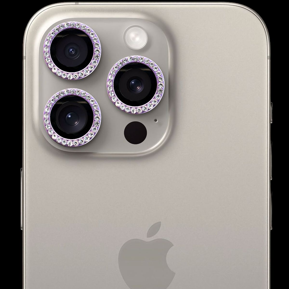 GENERICO - Protector de cámara modelo Diamantes para iPhone 15pro-15promax Lila
